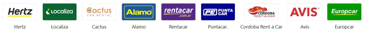 Logos of major car rental companies